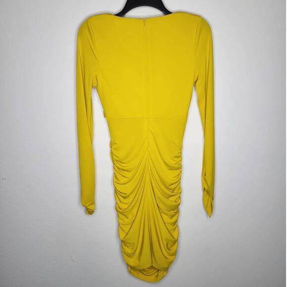 Cinq a Sept Miah Dress in Pineapple Bright Yellow Long Sleeve - Picture 5 of 10